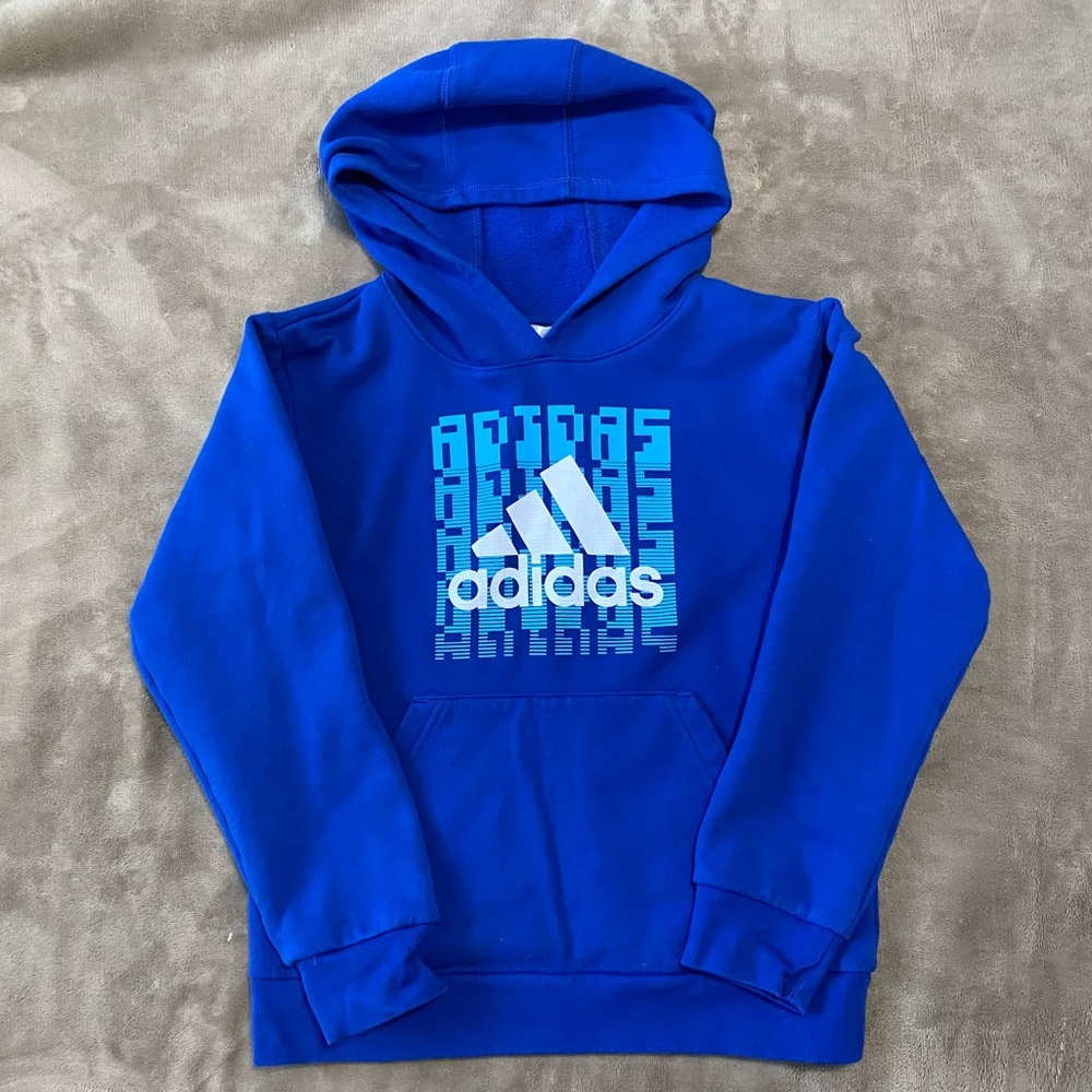 Blue Adidas Hoodie Boys Medium